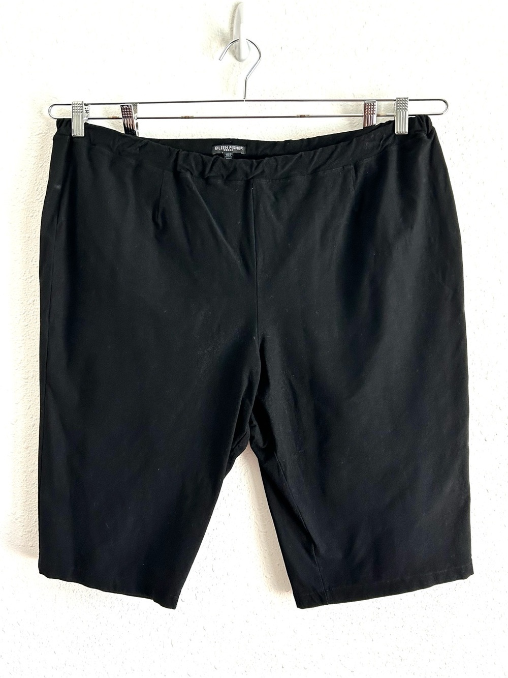 Eileen Fisher Stretch Shorts Women's Size 3X Black Pull On Elastic Waist Comfy